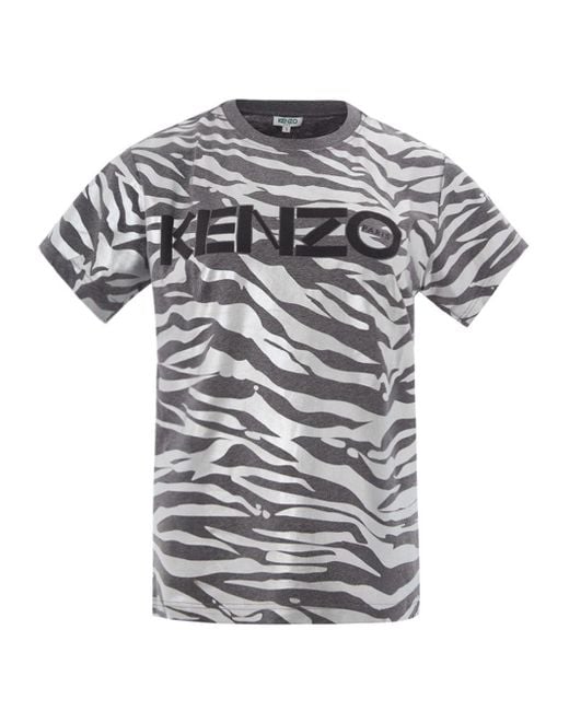 KENZO White Cotton T-shirt With Metal Animalier Print Allover