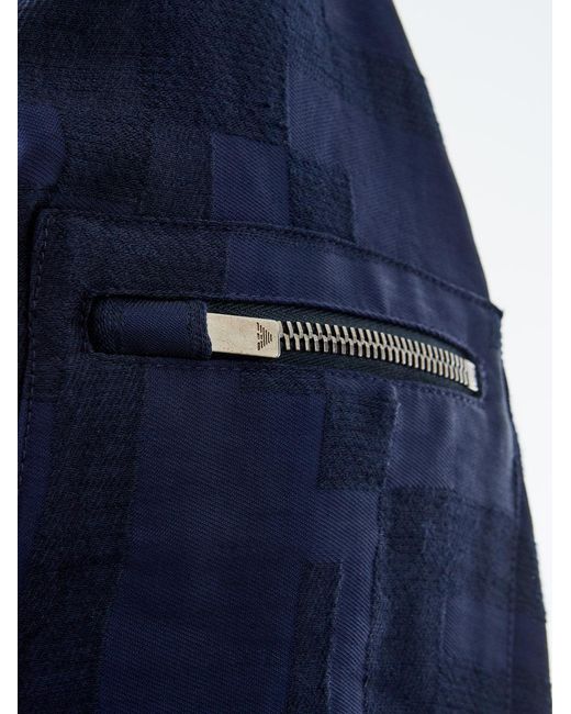 Emporio Armani Blue Elegant Geometric Linen Sweatshirt for men
