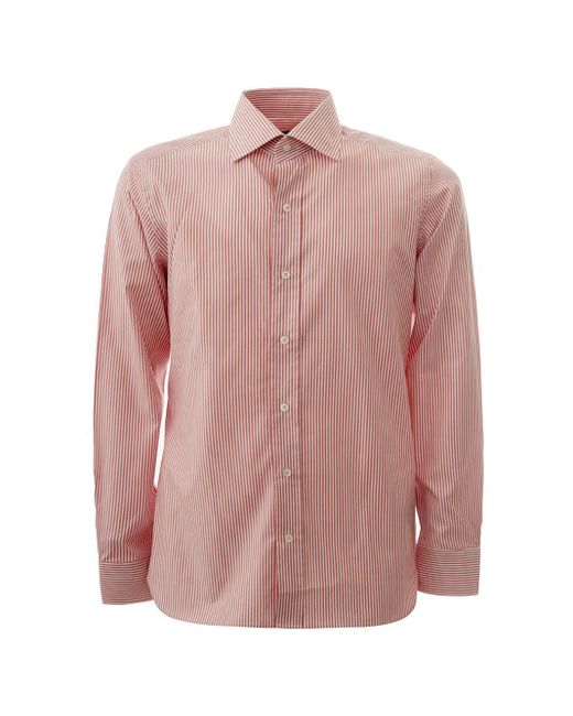 Camicia A Righe Sottili di Tom Ford in Pink da Uomo