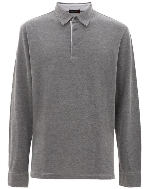 Corneliani Gray Long Sleeve Polo for men