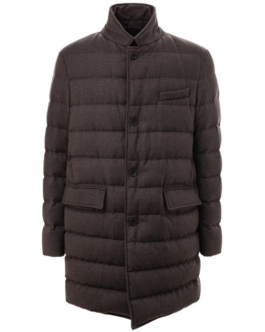 Herno Gray Padded Coat With Collar for men