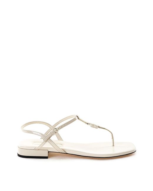 Miu Miu White Ivory Patent Leather Thong Sandal