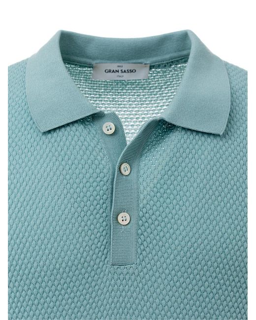 Gran Sasso Blue Polo Knitting Pattern for men