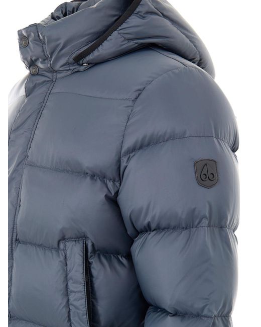 Moose Knuckles Blue Giubbino Piumino Media Lunghezza for men