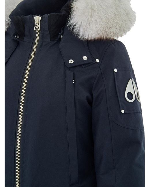 Moose Knuckles Blue Field Jacket Con Collo Pelliccia
