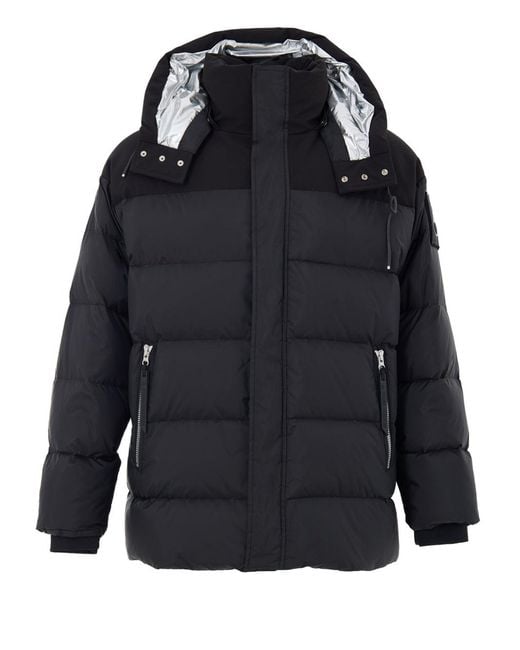 Moose Knuckles Black Giubbino Imbottito Con Cappuccio for men