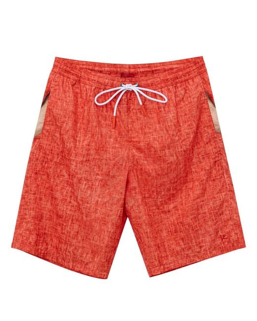 Isaia Red Costume Boxer With H Hand Printing for men