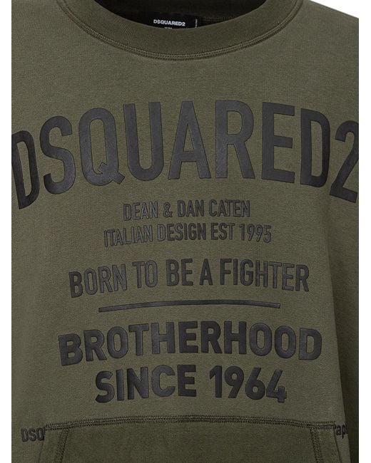 DSquared² Green Oversized Logo Sweatshirt with Kangaroo Pocket for men