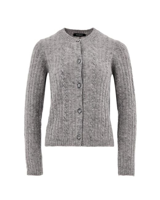 Gran Sasso Gray Cardigan Con Lavorazione Trecce