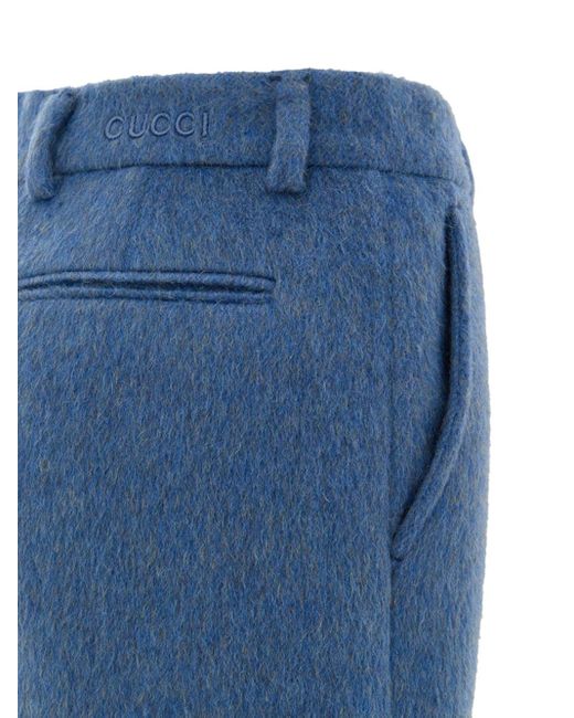 Gucci Blue Pantaloncini Shorts Misto Mohair