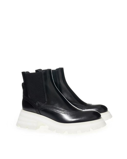 McQueen Black Chelsea Heel Boots