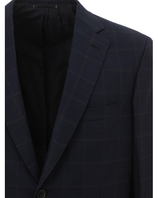 Brioni Blue 'Ravello' Single-Breasted Check Jacket for men