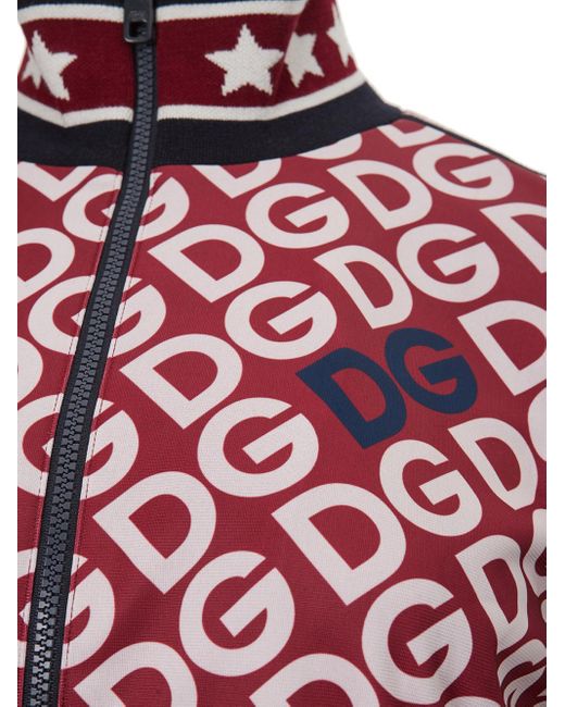 Felpa con zip e logo di Dolce & Gabbana in Red