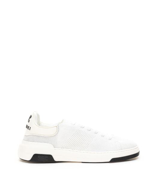 Casadei White Knitted Lowtop Sneakers