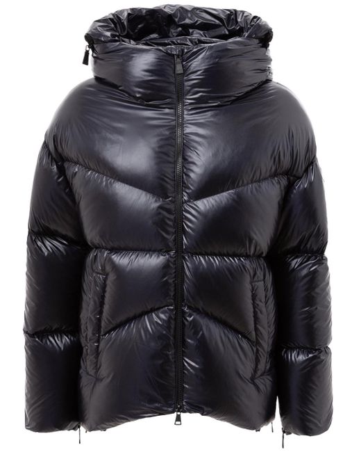 Add Black Hooded Down Jacket With Concealed Logo