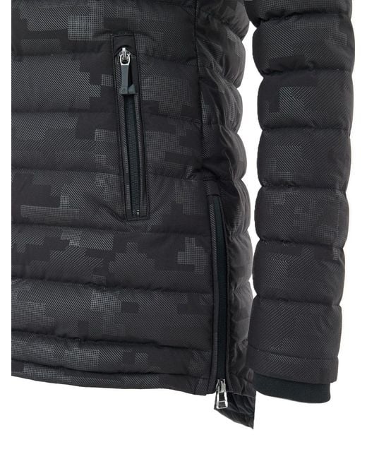 Moose Knuckles Black Piumino Con Stampa Tono Su Tono
