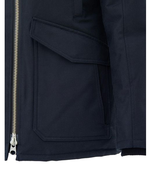Moose Knuckles Blue Field Jacket Con Collo Pelliccia