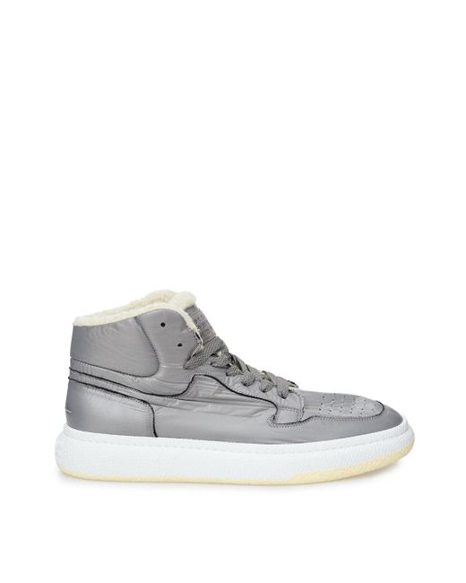 MM6 by Maison Margiela White Grey High-top Fur Sneakers for men