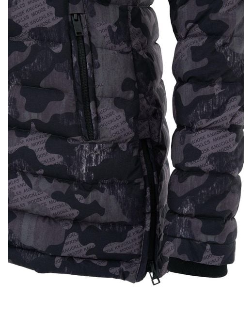 Moose Knuckles Blue Giubbino Lightweight Stampato Allover