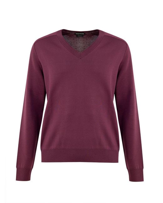 Tom Ford Purple Maglione V-Neck for men