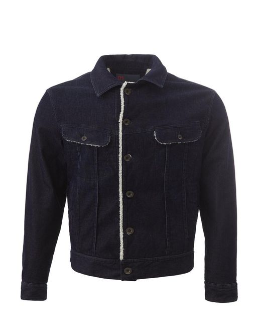 Lardini Blue Corduroy Jacket With Inner Eco Fur for men