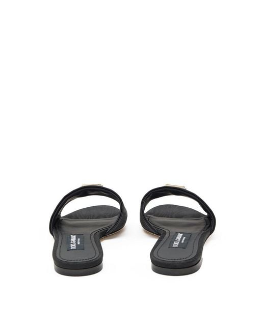 Dolce & Gabbana Black Ciabatta Nera Jacquard Con Logo