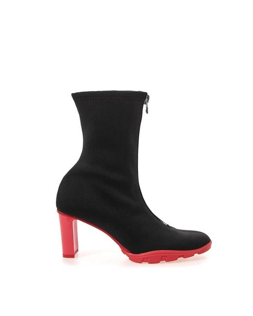 McQueen Black Neoprene Ankle Boots Heel