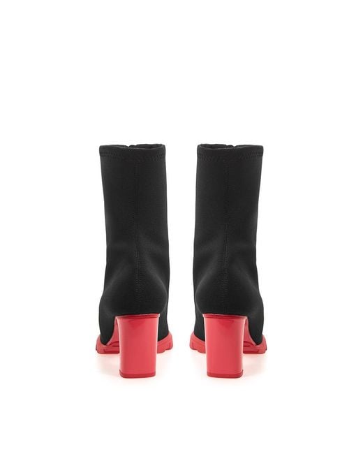 McQueen Black Neoprene Ankle Boots Heel
