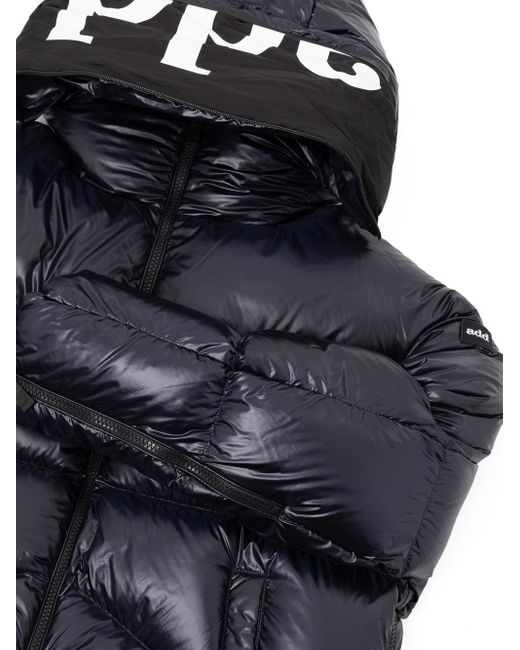 Add Black Hooded Down Jacket With Concealed Logo