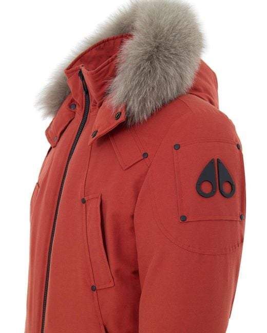 Moose Knuckles Red Giubbino Bomber Blu Imbottito for men