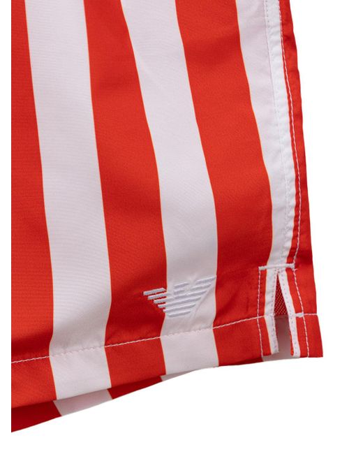 Emporio Armani Red Costume Boxer A Righe Rosse for men