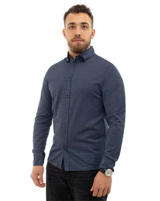 Canali Blue Long Sleeve Shirt for men