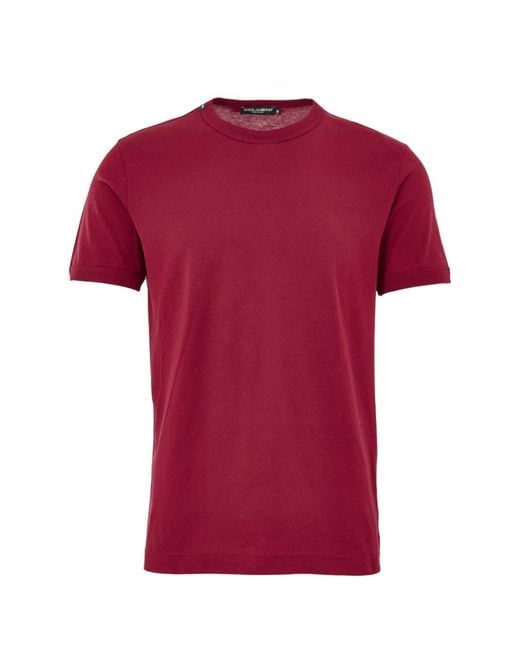 Dolce & Gabbana Red T-Shirt Girocollo for men