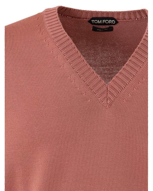 Tom Ford Pink V-Neck Sweater for men