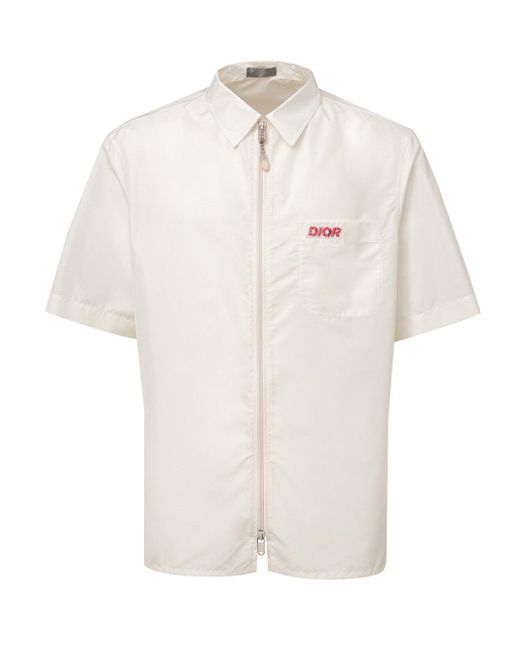 Dior White Camicia Mezza Manica Con Zip
