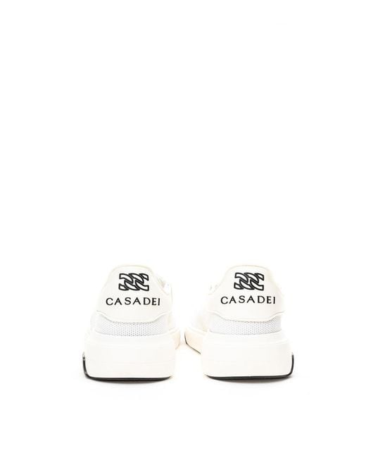 Casadei White Knitted Lowtop Sneakers