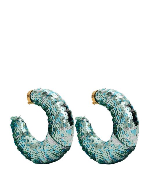 Tom Ford Green Croissant Crock Earrings With Sequins