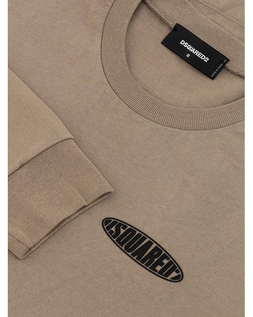 DSquared² Natural T-Shirt Maniche Lunghe Con Logo for men