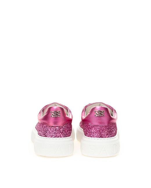Casadei Pink Off Road Sneakers With Flowers