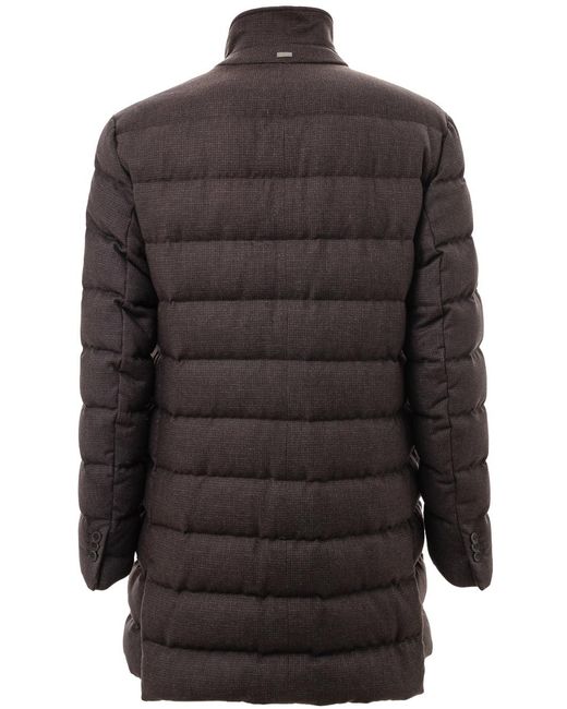 Herno Gray Padded Coat With Collar for men