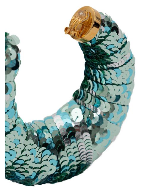 Tom Ford Green Croissant Crock Earrings With Sequins