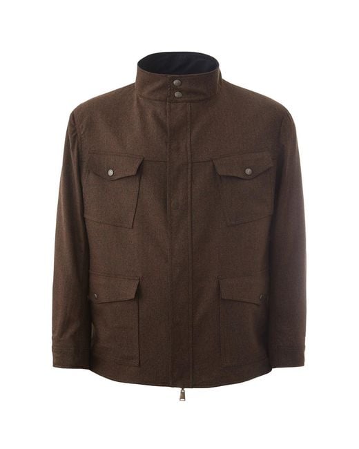Lardini Blue /brown Reversibile Wool Jacket for men
