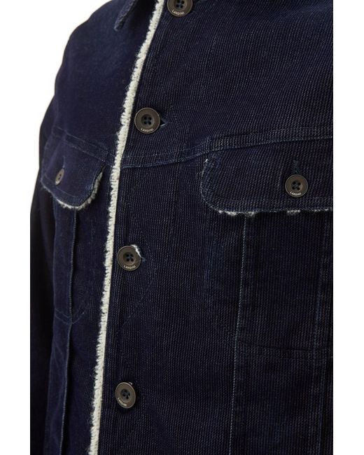 Lardini Blue Corduroy Jacket With Inner Eco Fur for men