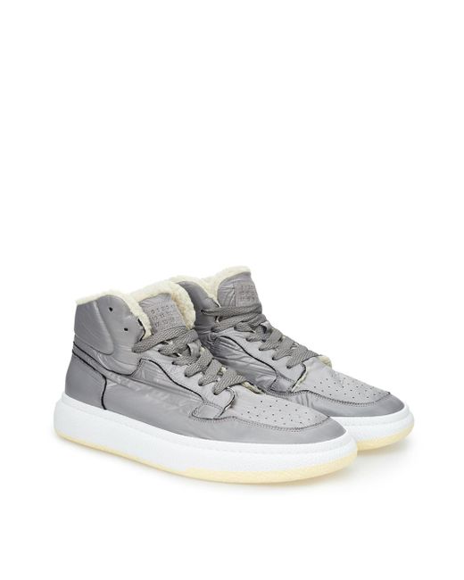 MM6 by Maison Margiela White Grey High-top Fur Sneakers for men