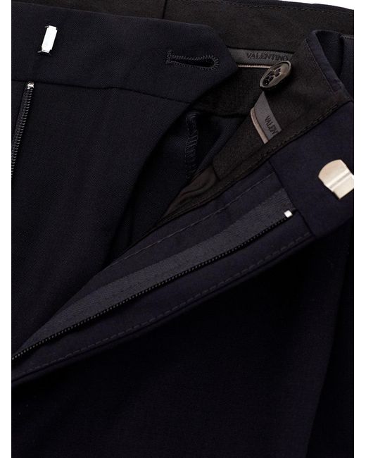 Valentino Blue Tailored Wool Blend Trousers for men
