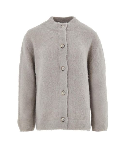 Gran Sasso Gray Cardigan Con Colletto Alla Corena