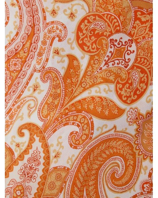 Kaftano Bianco E Arancione Con Stampa di Etro in White