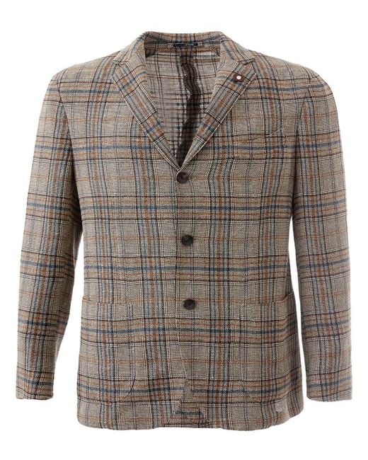 Lardini Brown Tortora Check Jacket By for men