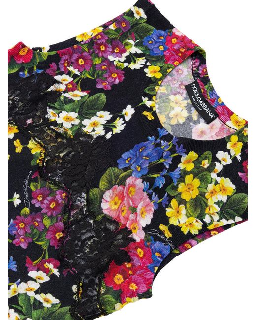 Dolce & Gabbana White Top Knitwear Stampa Fiori