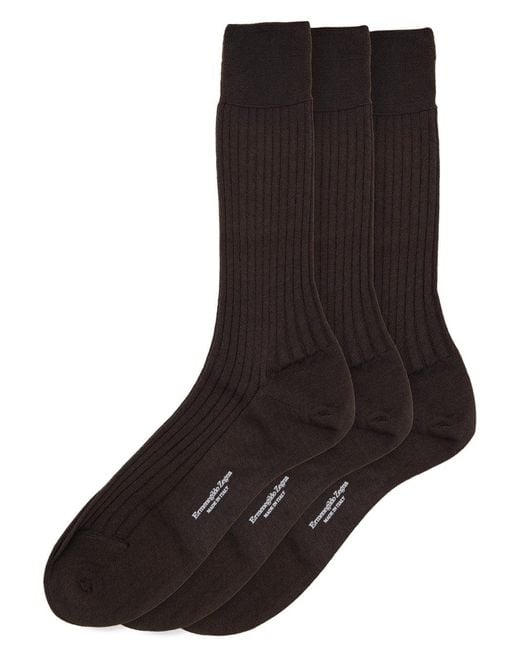 Zegna Black Tripack Socks for men